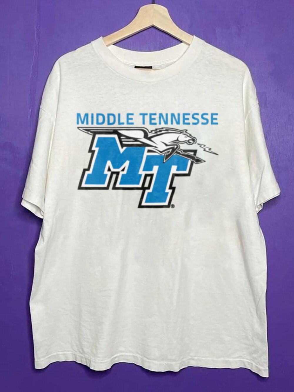 Vintage Middle Tennessee State University Shirt, Retro Blue Logo MTSU Shirt Tee
